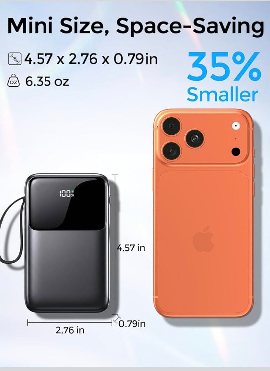 Mini Power Bank with Built-in Cables – 10,000mAh