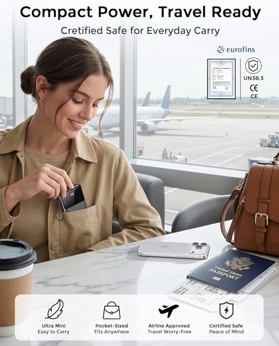 Mini Power Bank with Built-in Cables – 10,000mAh